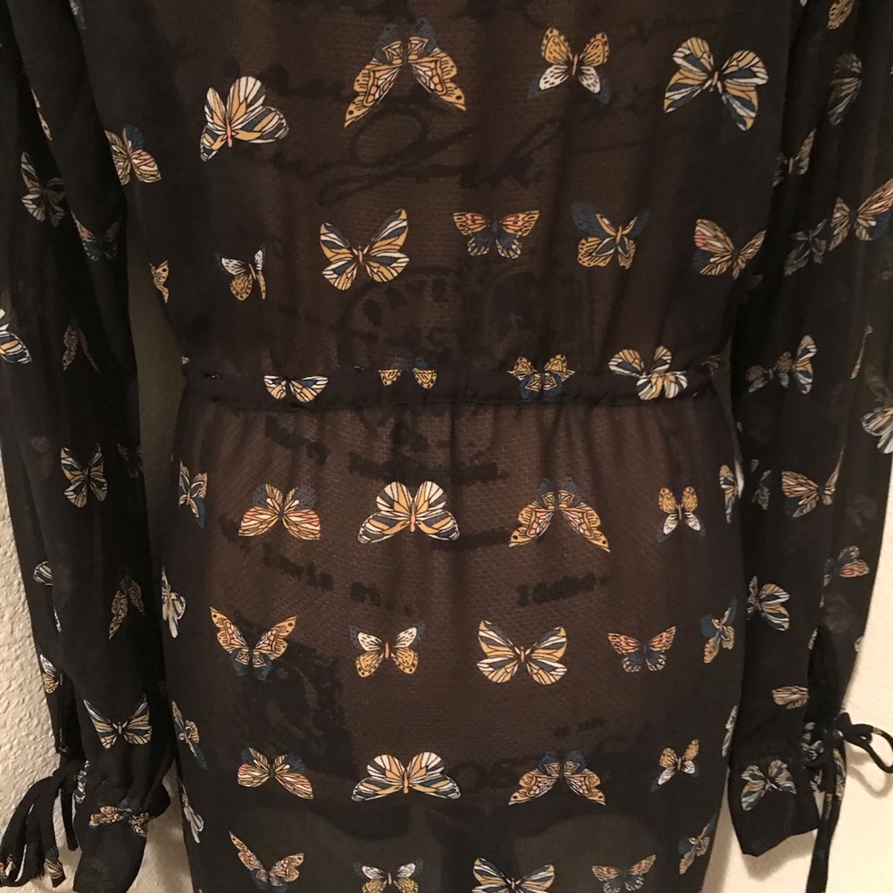H&M Conscious Collection Black Boho Chiffon Butterfly Dress - Picture 9 of 12